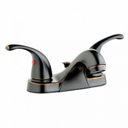 Homewerks Worldwide 242113 Centerset Lavatory Faucet With Pop-Up, 2 Zinc Lever Handles, Brushed Bronze