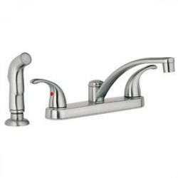 Homewerks Worldwide 243365 Kitchen Faucet with Chrome Side Spray, 2 Decorative Lever Handles,Brushed Nickel