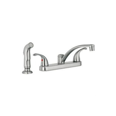 Homewerks Worldwide 243365 Kitchen Faucet with Chrome Side Spray, 2 Decorative Lever Handles,Brushed Nickel