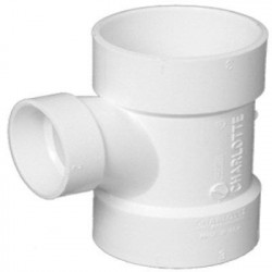 Charlotte Pipe & Foundry Company PVC 00401  1600HA Schedule 40 DWV PVC Reducing Sanitary Tee, 4 x 4 x 1-1/2 in Hub