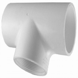 Charlotte Pipe & Foundry Company PVC 02401 5100HA Schedule 40 PVC Pressure Pipe Reducing Tee, White, 2 x 2 x 1 in
