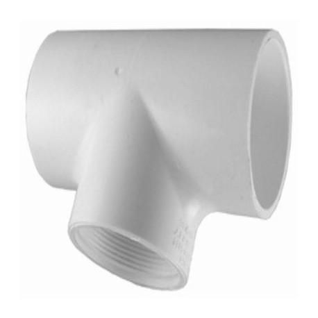 Charlotte Pipe & Foundry Company PVC 02401 5100HA Schedule 40 PVC Pressure Pipe Reducing Tee, White, 2 x 2 x 1 in