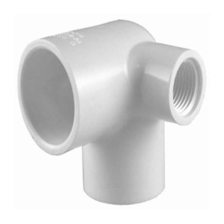 Charlotte Pipe & Foundry Company PVC 02520 1000HA Schedule 40 PVC Side Inlet Ell, White, 1 x 1 x 1/2 in, Slip x Slip x ft