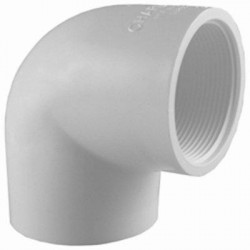 Charlotte Pipe & Foundry Company PVC 02301 0800HA Schedule 40 PVC 90 Degree Pressure Elbow, White, 3/4 in