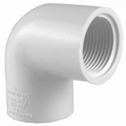 Charlotte Pipe & Foundry Company PVC 02302 0 Schedule 40 90 Degree Pipe Elbow, Female x Female Thread, White