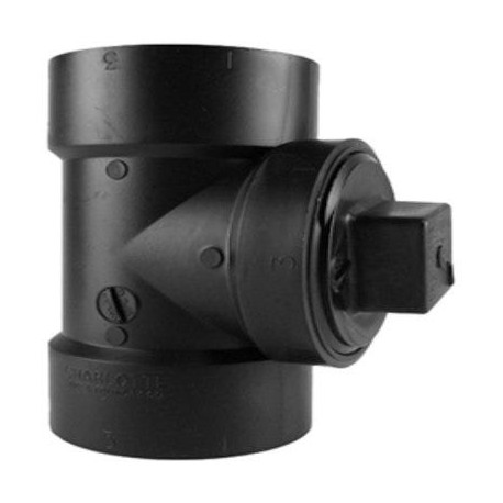 Charlotte Pipe & Foundry Company ABS 0444X 1000HA ABS/DWV Black Clean Out Pipe Tee With Plug, Hub x Hub x FPT, 3 in