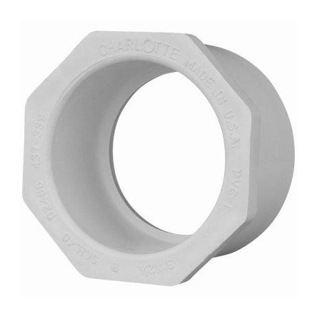 Charlotte Pipe & Foundry Company PVC 02107 1 Schedule 40 PVC Pressure Pipe Reducer Bushing, White