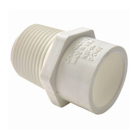 Charlotte Pipe & Foundry Company PVC 02110 1400HA Schedule 40 PVC Reducer Male Adapter, 2 in Slip x 1-1/2 in MIP