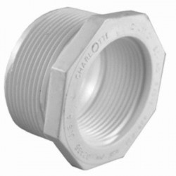 Charlotte Pipe & Foundry Company PVC 02112 Schedule 40 Pipe Reducer Bushing, Male x Female Thread, White