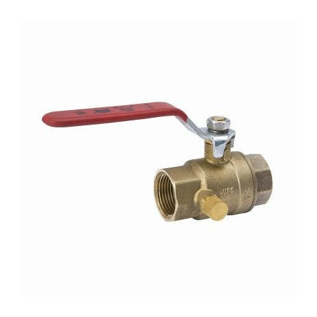 B&K LLC 119-2-12-12 Stop & Waste Ball Valve, Lead Free, Forged Brass, 1/2-In. Threaded