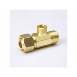 BK Products 993-015NL Brass Supply Stop Extender Pipe Tee, 3/8 In. Female Comp x 3/8 In. Male Comp x 1/4 In. Male Comp