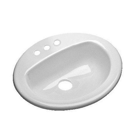 Mansfield 237-4 Self-Rimming Lavatory Sink, White Oval, 20-3/16 x 17 3/8 in.