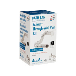 Lambro Industries 480UL 4 in x 8 ft Bath Fan Exhaust Through the Wall Louvered Vent Kit