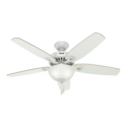 Hunter Fan Company 53089 Builder Deluxe Ceiling Fan, White Snowflake Linen with Light 52 in.