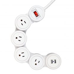 Globe Electric 7817501 Flexigon White Surge Protector Power Strip