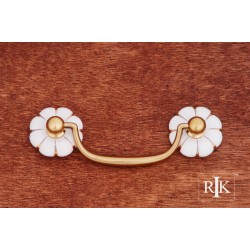 RKI CP 352 Porcelain Gold Line Flower Ends Bail Pull