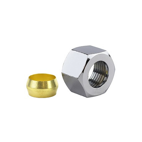 Larsen Supply Co 17-6135 Chrome Plated Compression Nut And Sleeve 3/8"