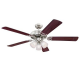 Westinghouse 72371 Vintage Indoor Ceiling Fan w/ Dimmable LED Light Fixture, Brushed Nickel, 52"
