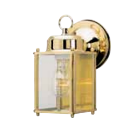 Westinghouse 66936 Square Wall Lantern,Single Light, Polished Solid Brass, Clear Glass Panels