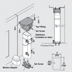 Dormakaba HC1300-8 Heavy-duty Steel HC Mullion, 8 ft.