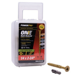 Hillman 116859 One Flat Exterior Bronze Multi Material Screws, (1/4" X 2-3/4") 38 Pack