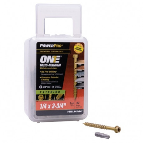 Hillman 116906 One Hex Washer Head Bronze Exterior Multi Material Screws, (1/4" X 2-3/4") 37 Pack