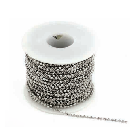 Jandorf 88444 100ft., 6, Nickel Plated Steel Beaded Chain