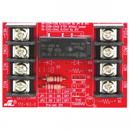 SECO-LARM SR-2212-C5AQ Relay Modules - 12/24VDC Trigger Voltage, One 5A Form C DPDT Relay