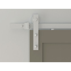 Custom Service Hardware NT.1400.09W-96.01 96" Designer's Collection Flat Rail Hook Strap Rolling Door Hardware Kit, White