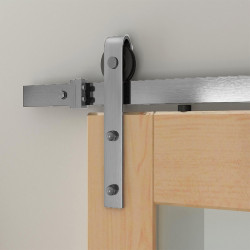 Custom Service Hardware NT.1400.09W-96.02 96" Designer's Collection Flat Rail Hook Strap Rolling Door Hardware Kit, Satin Nickel