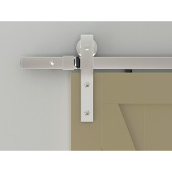 Custom Service Hardware NT.1400.09W-96.04 96" Designer's Collection Flat Rail Hook Strap Rolling Door Hardware Kit, Chrome