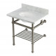 Kingston Brass KVPB3030MBB Console Sink with Brass Legs (8 in, 3 Hole), Carrara Marble, 30"