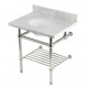 Kingston Brass KVPB3030MBB Console Sink with Brass Legs (8 in, 3 Hole), Carrara Marble, 30"