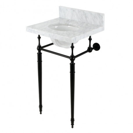 Kingston Brass KVPB1917M Carrara Marble Console Sink with Brass Legs (8" Faucet Drillings), Marble White