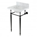 Kingston Brass KVPB1917M Carrara Marble Console Sink with Brass Legs (8" Faucet Drillings), Marble White