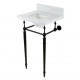 Kingston Brass KVPB1917M Carrara Marble Console Sink with Brass Legs (8" Faucet Drillings), Marble White