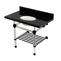 Kingston Brass KVPK3630KAB Console Sink with Acrylic Legs, Black Granite, 36"