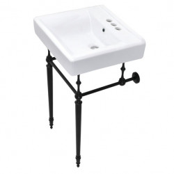 Kingston Brass KVPB2018W Console Sink with Brass Legs, 20"