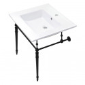 Kingston Brass KVPB25227W1 Console Sink With Brass Legs, White, 25"