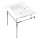 Kingston Brass KVPB25227W1 Console Sink With Brass Legs, White, 25"