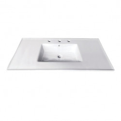 Kingston Brass LBT37227W38 Ceramic Vanity Sink Top, White, 8" Widespread Faucet