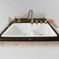 Ceco 775-4-LD Offset Low Dam Self Rimming Kitchen Sink 33" x 22" x 9.75"