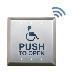 Camden Door Control CM-45K/4 Square Push Plate Switch, Concealed Screws, w/ no-battery Kinetic wireless transmitter 4-1/2"