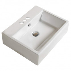 American Imaginations AI-28460 20.9-in. W Above Counter White Bathroom Vessel Sink For 3H4-in. Center Drilling