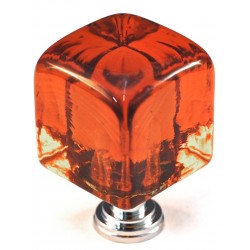 Cal Crystal ARTX-CLA Large Amber Cube Knob In Bronze
