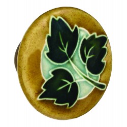 Acorn PR1 Ceramic Knob Lg Rd Brown w/3 Green Leaves