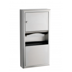 Bobrick B-3699 ClassicSeries Surface-Mounted Paper Towel Dispenser & Waste Receptacle, Finish-Satin