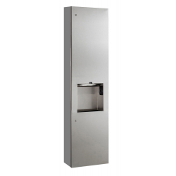 Bobrick B-380309 TrimLineSeries Surface-Mounted Paper Towel Dispenser, Hand Dryer & Waste Receptacle,Finish-Satin