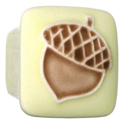 Acorn PSp Ceramic Knob Sm Sq Yellow & Dk Brown Acorn