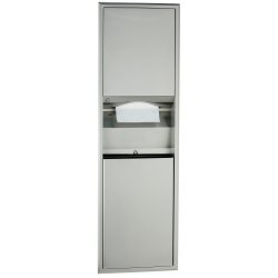 Bobrick B-3940 ClassicSeries Recessed Convertible Paper Towel Dispenser & Waste Receptacle,Finish-Satin